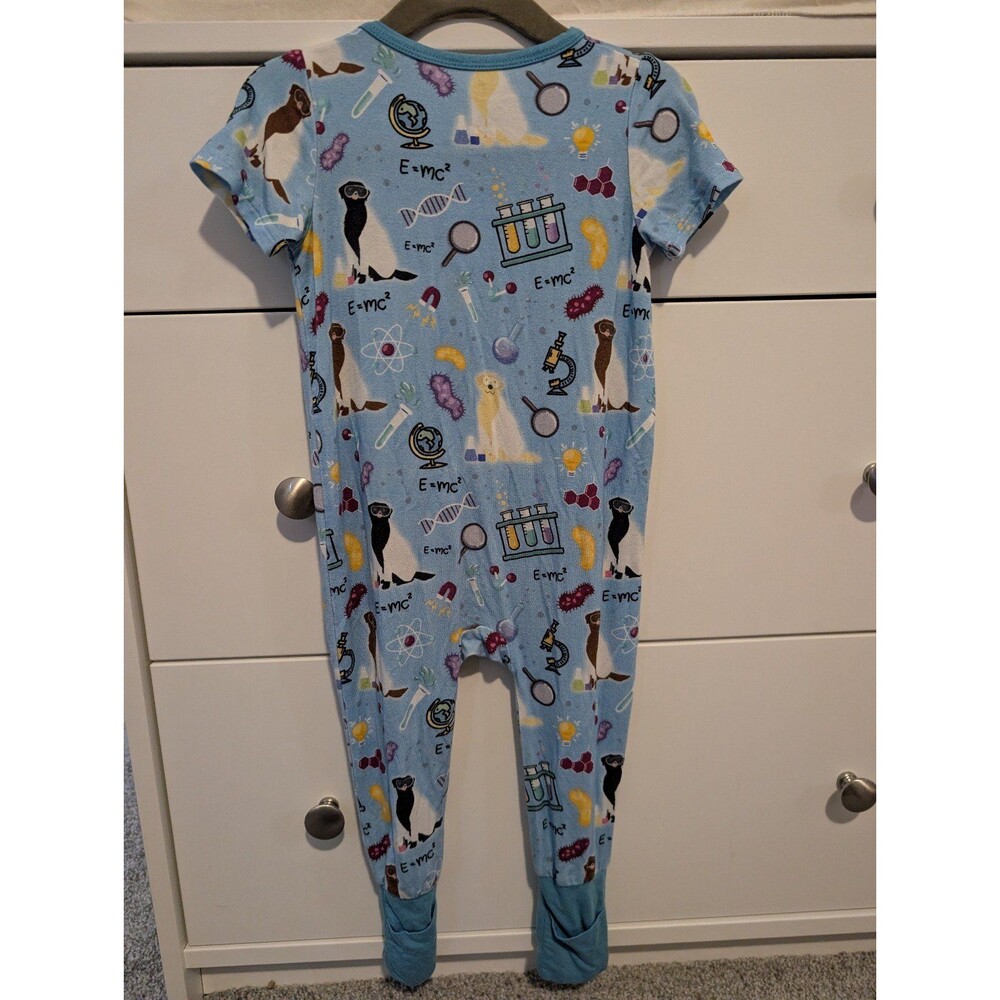 Popoki Bamboo Science Labs Short Sleeve Romper Zippy 12-18 - Picture 4 of 5